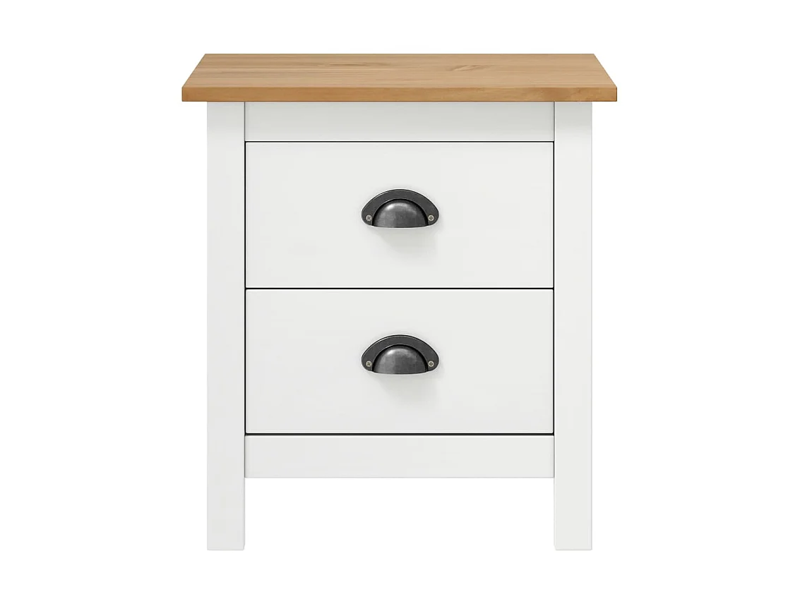 Nachttisch Hill 2er-Set Weiß 46x35x49,5 cm Massivholz Kiefer -RN57372