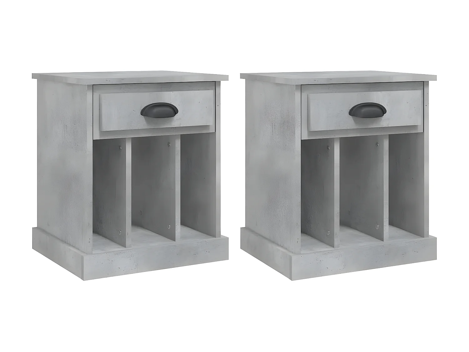 2er-Set Nachttische Nachtschrank Betongrau 43x36x50 cm -RN15826