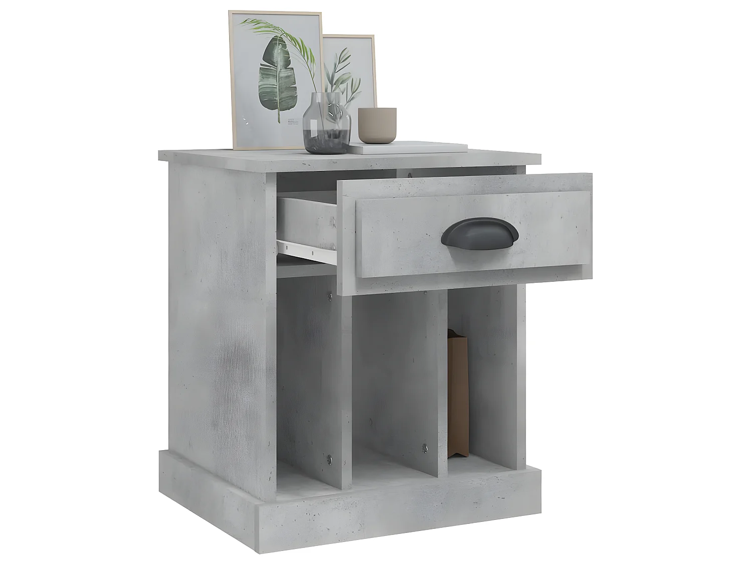 2er-Set Nachttische Nachtschrank Betongrau 43x36x50 cm -RN15826