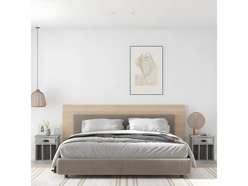 2er-Set Nachttische Nachtschrank Betongrau 43x36x50 cm -RN15826