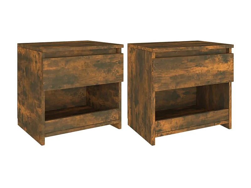 2er-Set Nachttische Nachtschrank Räuchereiche 40x30x39 cm Holzwerkstoff -RN30767