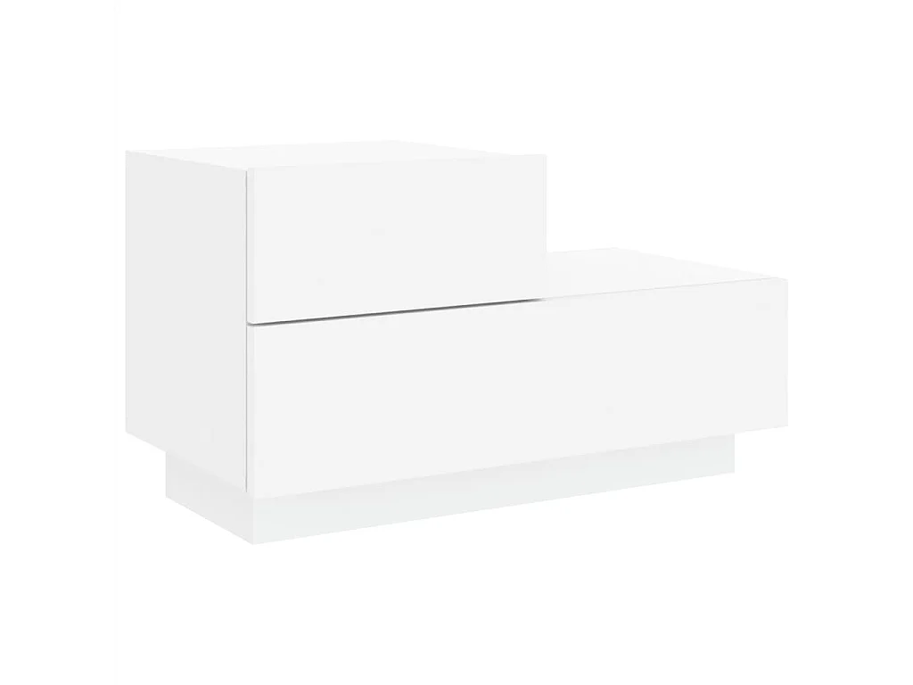 Nachttisch Nachtschrank mit LED-Leuchten Weiß 70x36x40,5 cm -RN58004