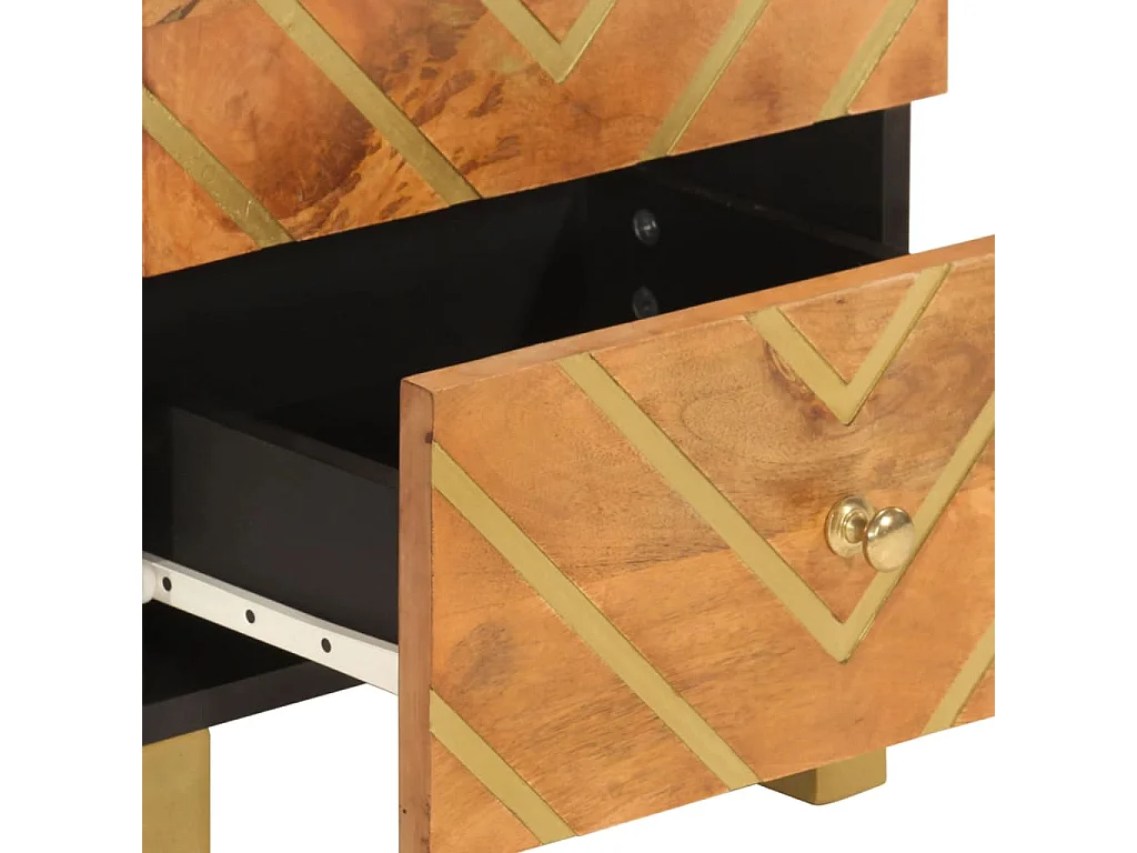 Nachttisch Nachtschrank Braun und Schwarz Massivholz Mango -RN77020