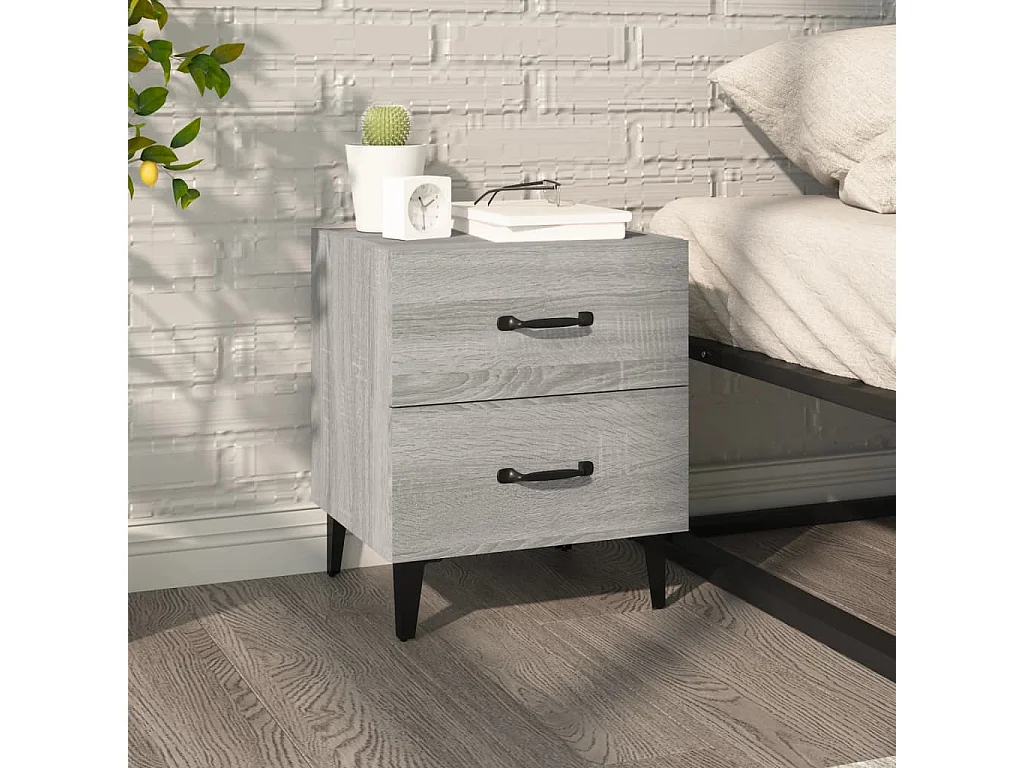 Nachttisch Grau Nachtschrank Sonoma 40x35x47,5 cm -RN28270