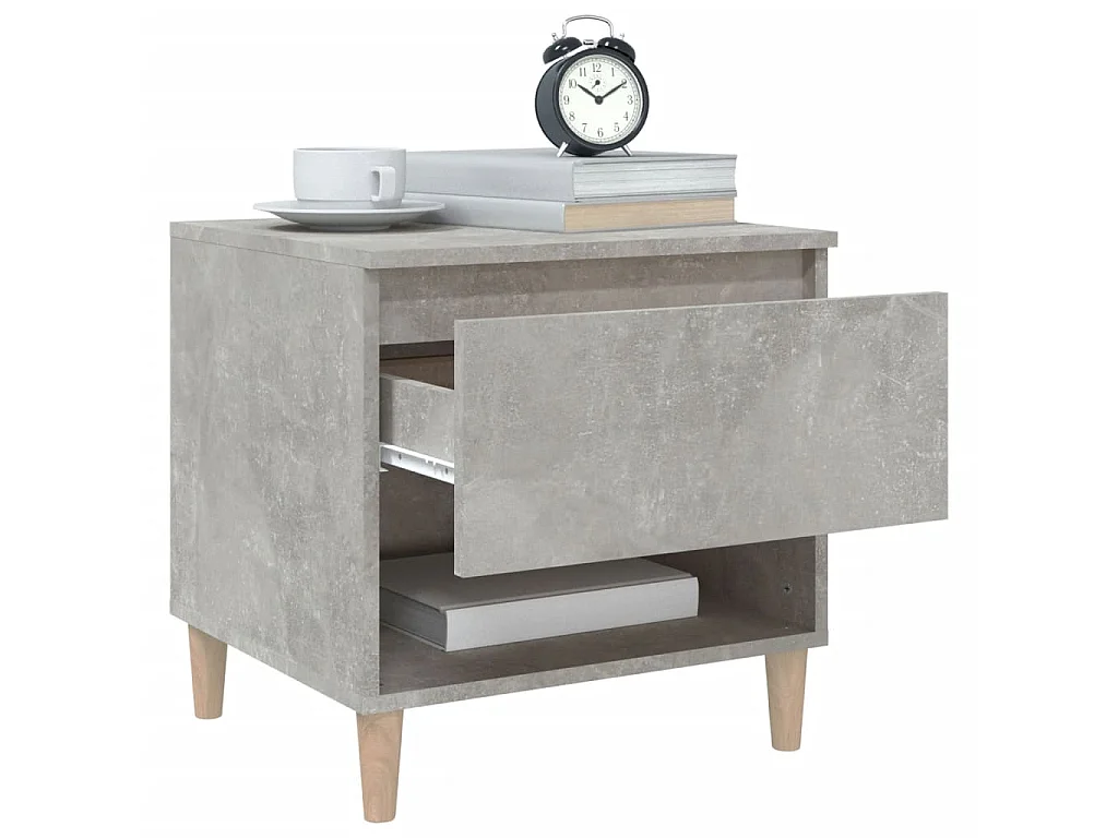 2er-Set Nachttische Nachtschrank Betongrau 50x46x50 cm Holzwerkstoff -RN40898