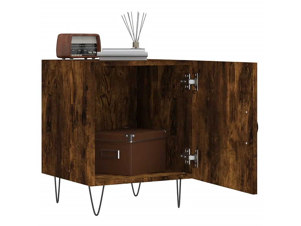 2er-Set Nachttische Nachtschrank Räuchereiche 40x40x50 cm Holzwerkstoff -RN31557