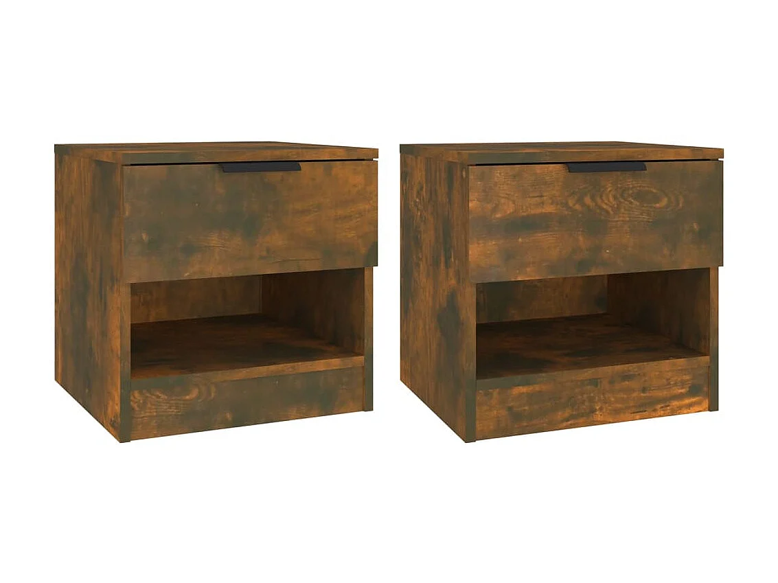 2er-Set Nachttische Nachtschrank Räuchereiche Holzwerkstoff -RN86823