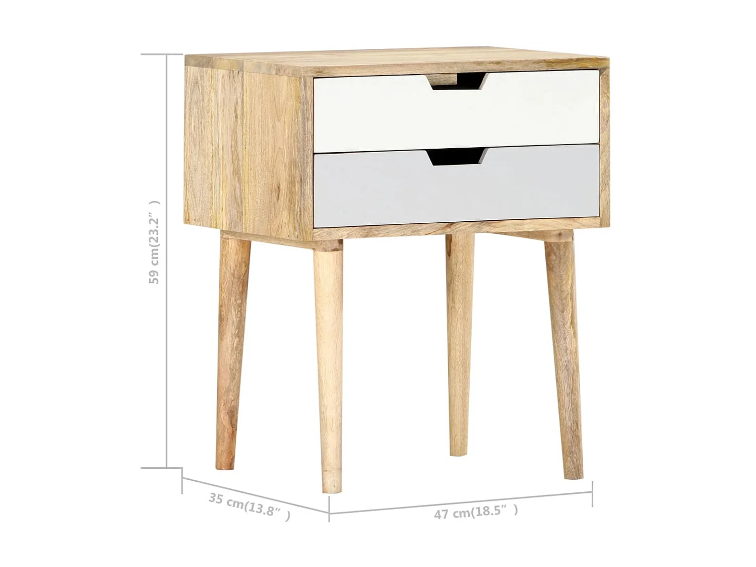 Nachttisch Nachtschrank 47 x 35 x 59 cm Mango Massivholz -RN62988