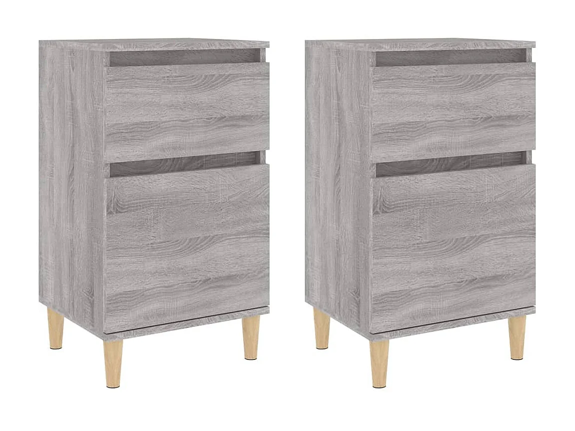 2er-Set Nachttische Nachtschrank Grau Sonoma 40x35x70 cm -RN37172
