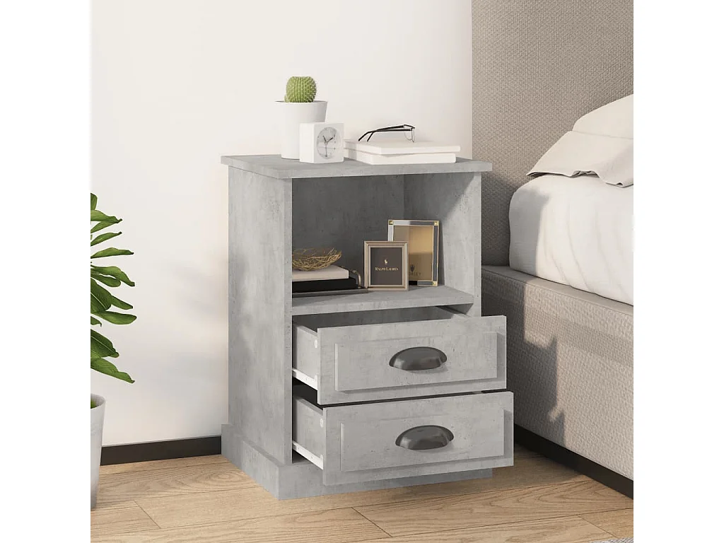 Nachttisch Betongrau Nachtschrank 43x36x60 cm -RN87374