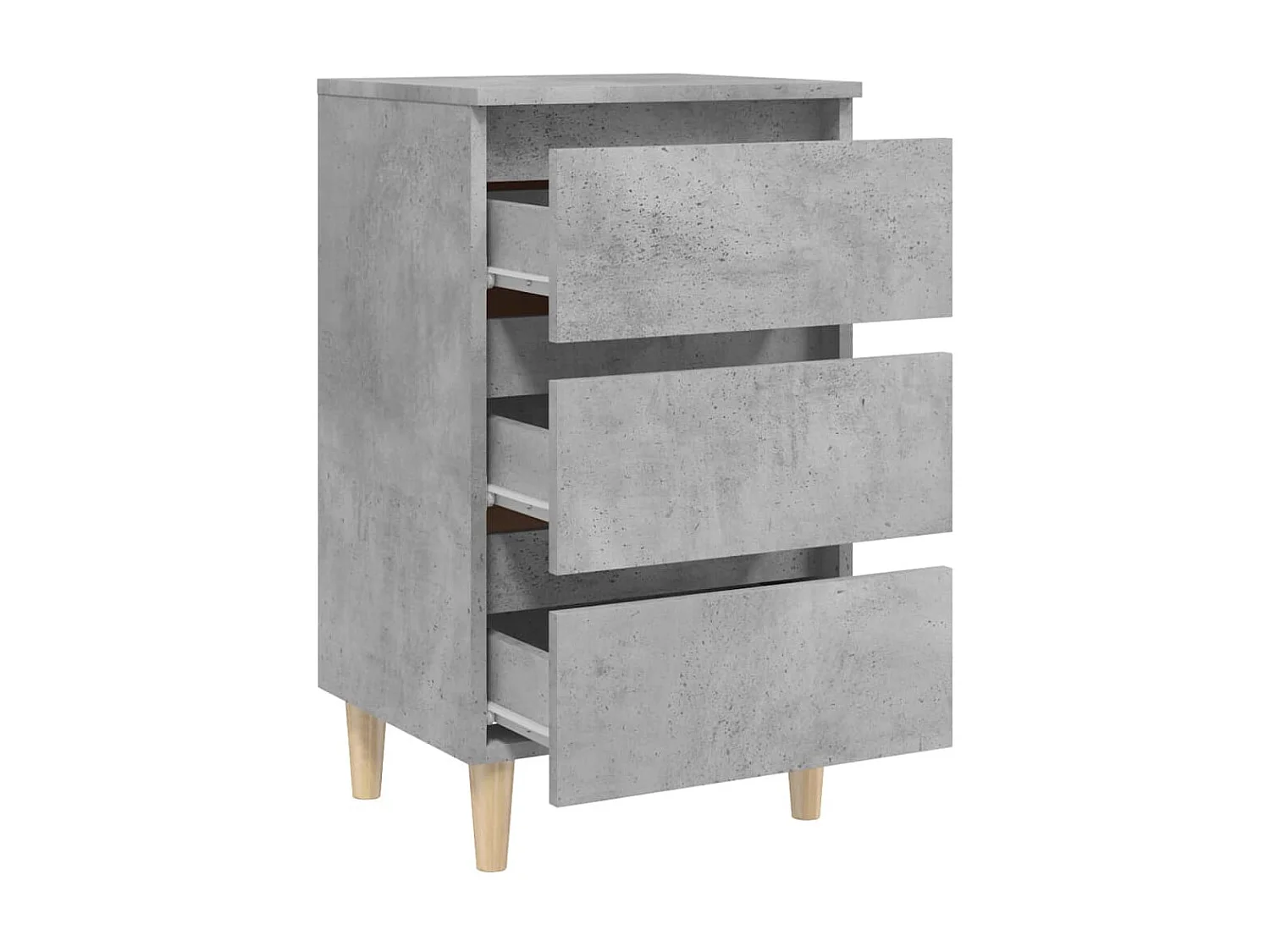 Nachttisch Nachtschrank mit Massivholz-Beinen Betongrau 40x35x69 cm -RN15918