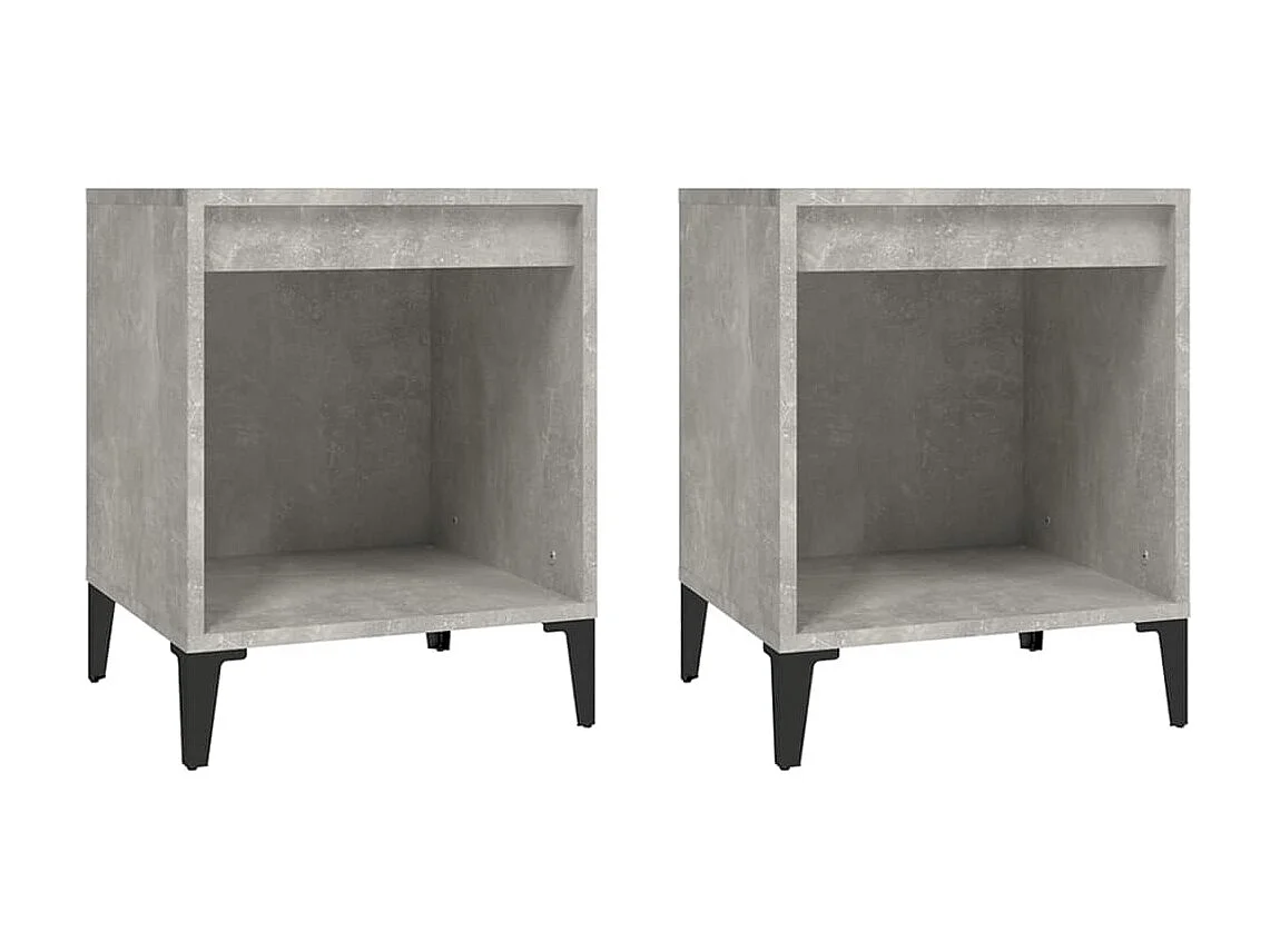 2er-Set Nachttische Nachtschrank Betongrau 40x35x50 cm -RN20504