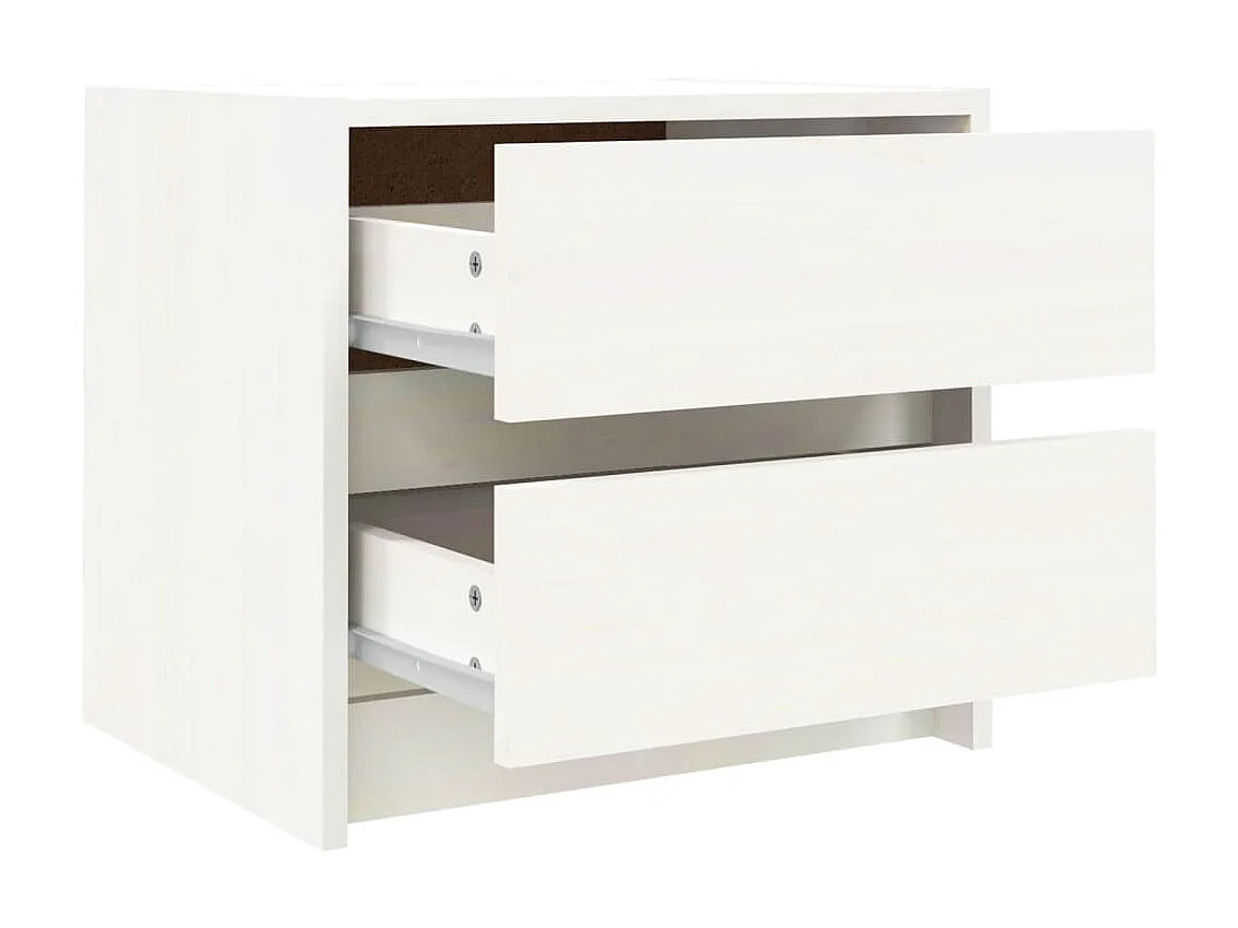 Nachttisch Nachtschrank Weiß 40x31x35,5 cm Massivholz Kiefer -RN28567