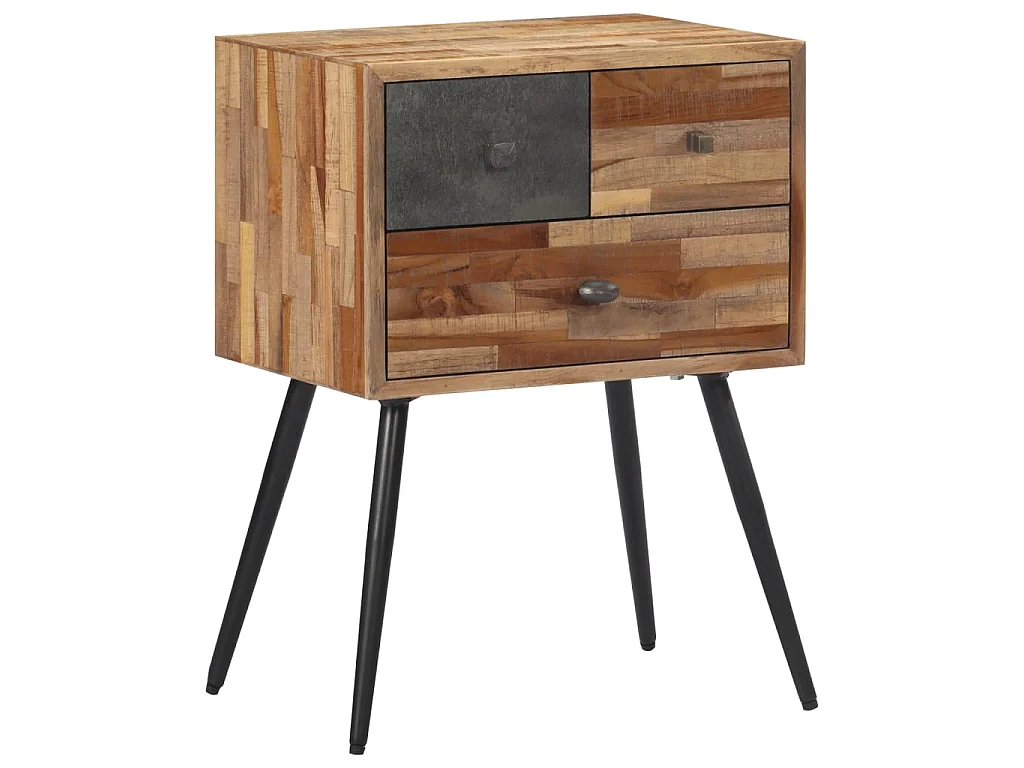 Nachttisch Nachtschrank 47x31,5x60 cm Massivholz Teak -RN26505