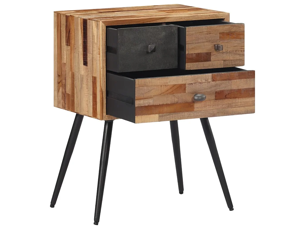 Nachttisch Nachtschrank 47x31,5x60 cm Massivholz Teak -RN26505