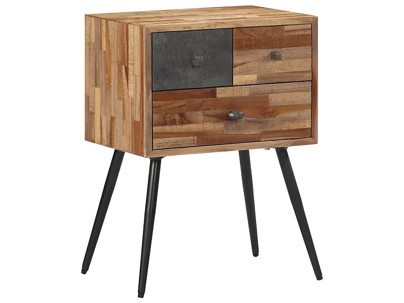 Nachttisch Nachtschrank 47x31,5x60 cm Massivholz Teak -RN26505