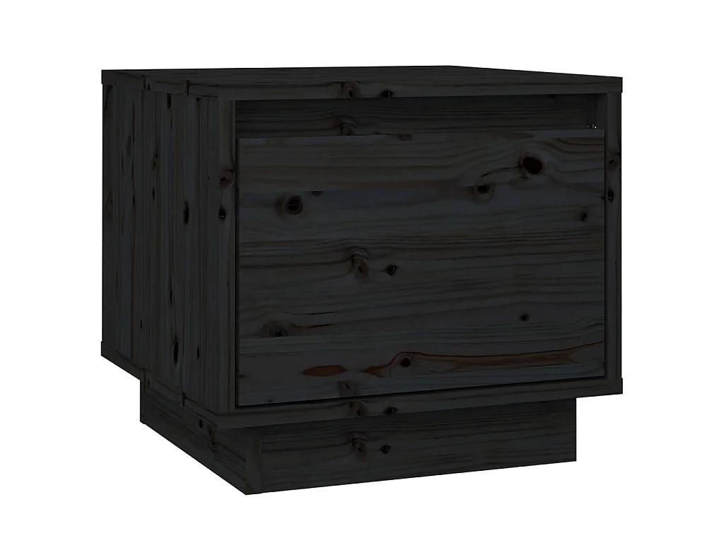 2er-Set Nachttische Nachtschrank Schwarz 35x34x32 cm Massivholz Kiefer -RN28122