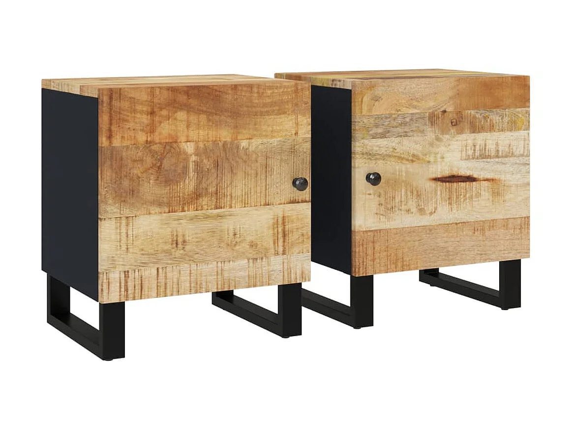 2er-Set Nachttische Nachtschrank 40x33x46 cm Massivholz Mango -RN80235