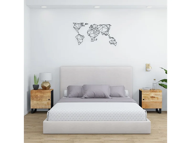 2er-Set Nachttische Nachtschrank 40x33x46 cm Massivholz Mango -RN80235