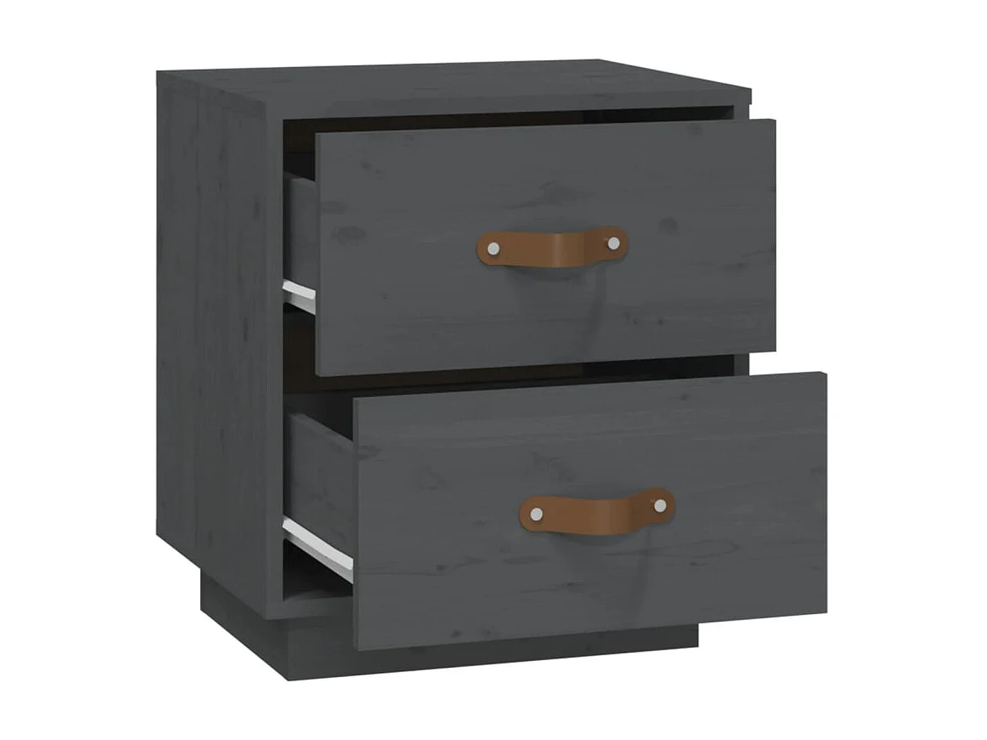 Nachttisch Grau Nachtschrank 40x34x45 cm Massivholz Kiefer -RN81900