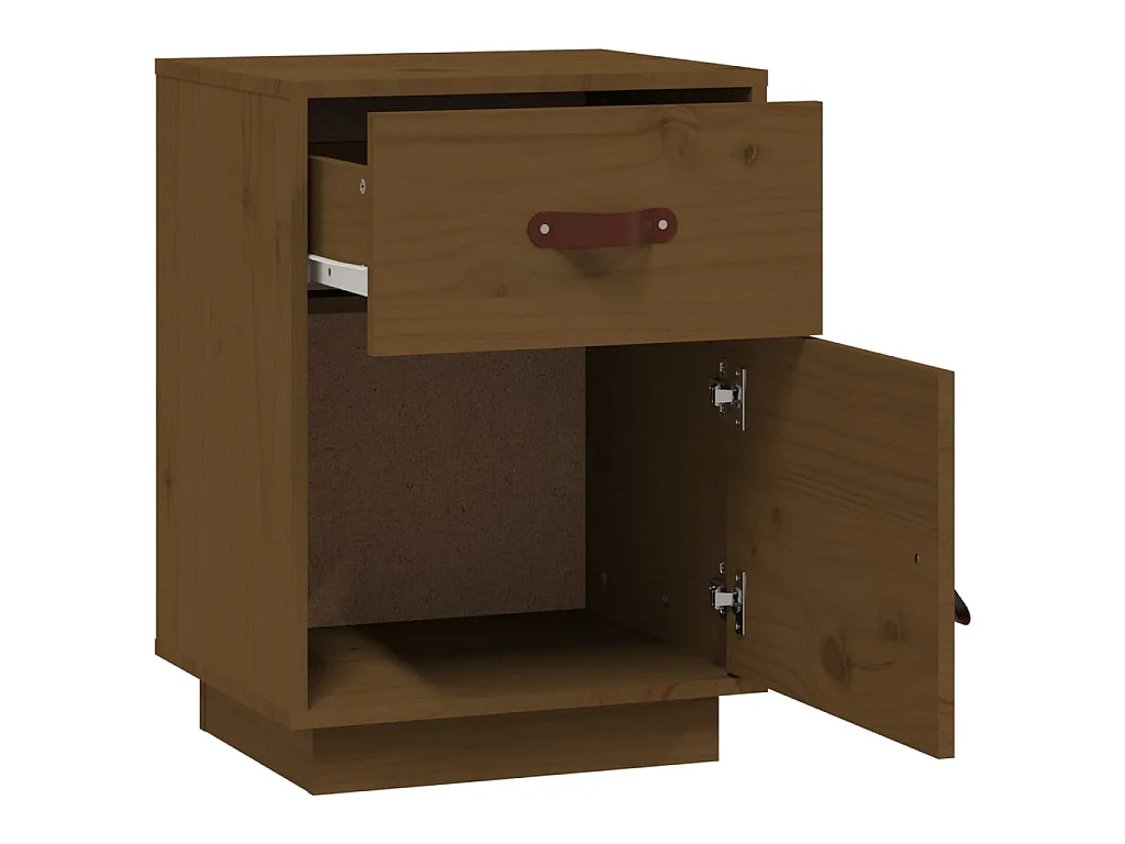 Nachttisch Nachtschrank Honigbraun 40x34x55 cm Massivholz Kiefer -RN90818