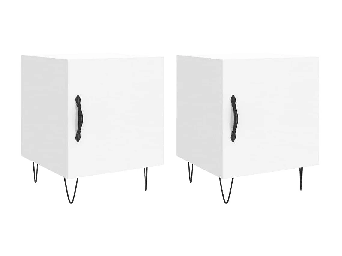 2er-Set Nachttische Nachtschrank Weiß 40x40x50 cm Holzwerkstoff -RN20290