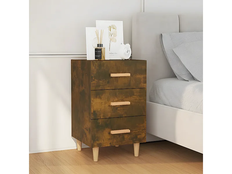 Nachttisch Nachtschrank Räuchereiche 40x40x66 cm Holzwerkstoff -RN75808