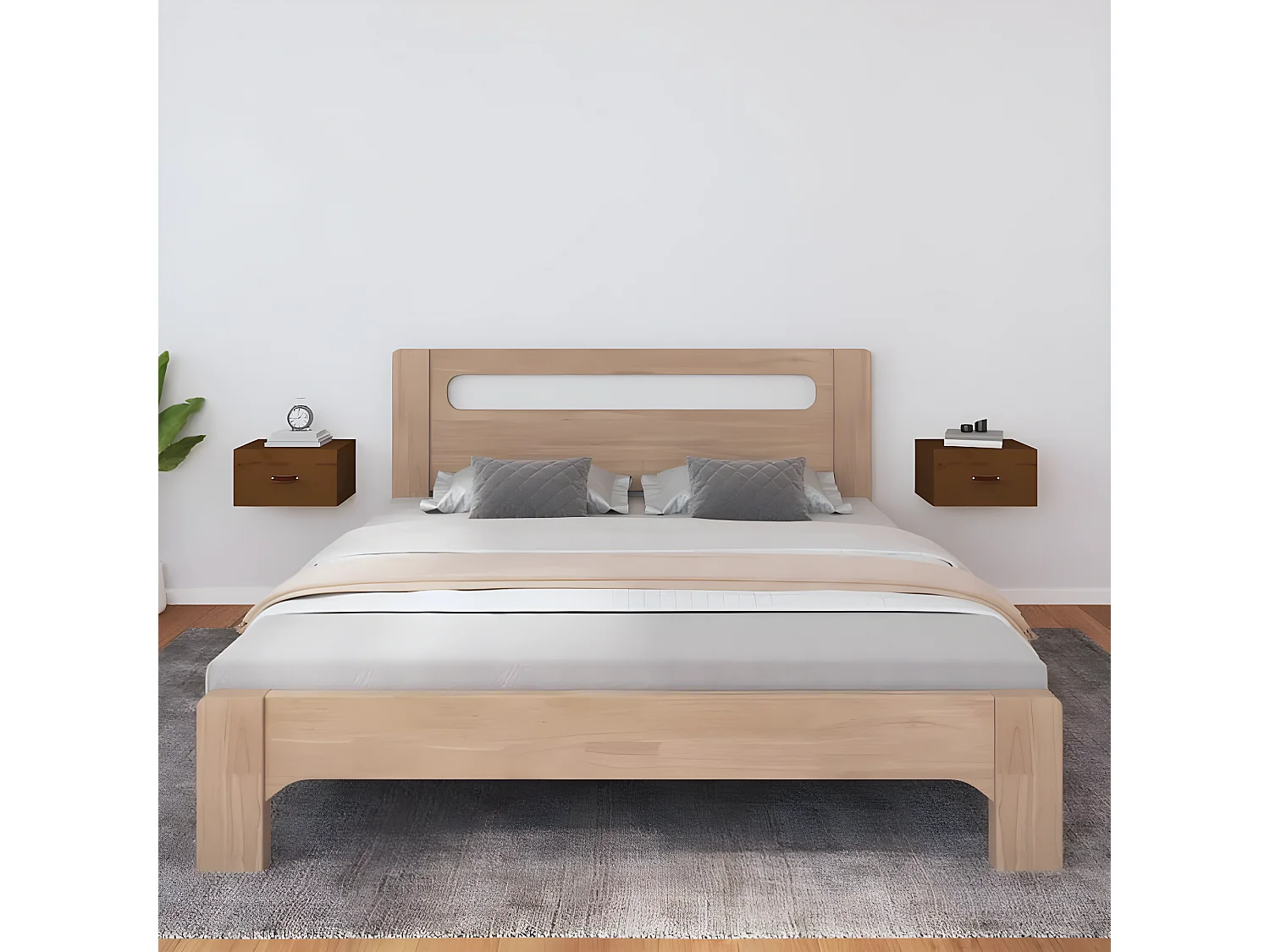 2er-Set Wand-Nachttische Nachtschrank Honigbraun 40x29,5x22 cm -RN15705