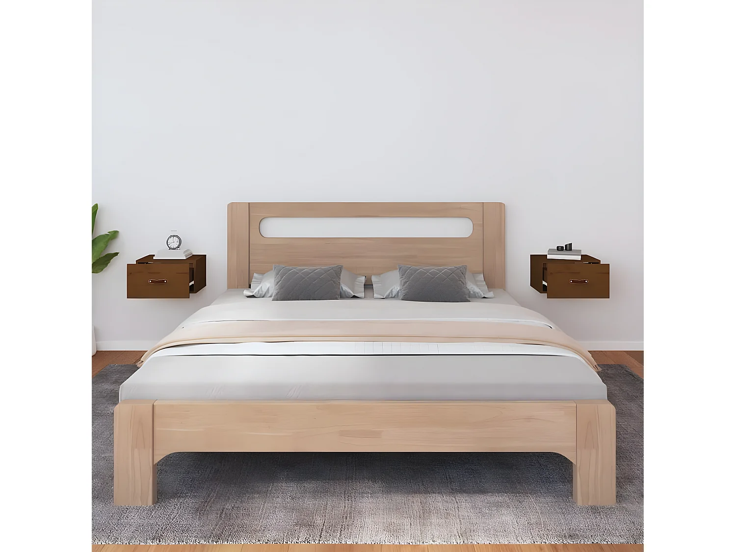 2er-Set Wand-Nachttische Nachtschrank Honigbraun 40x29,5x22 cm -RN15705