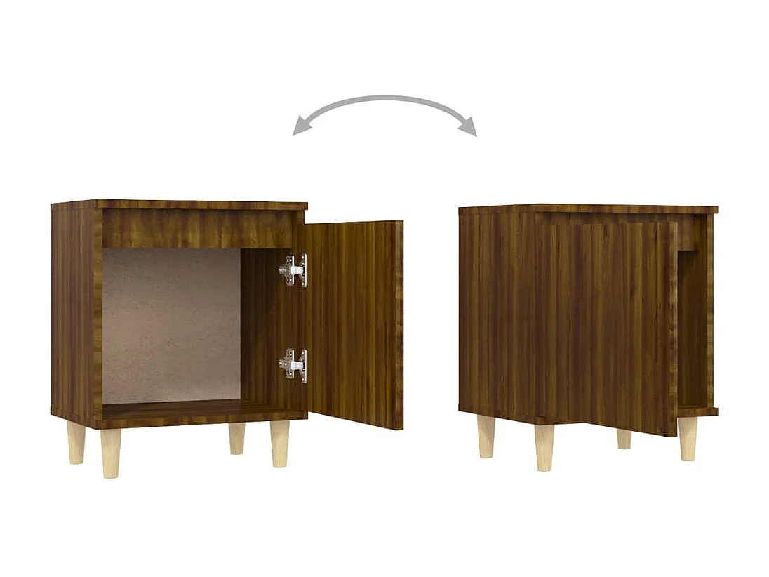 2er-Set Nachttische Nachtschrank Massivholz-Beinen Braun Eiche 40x30x50cm -RN68853