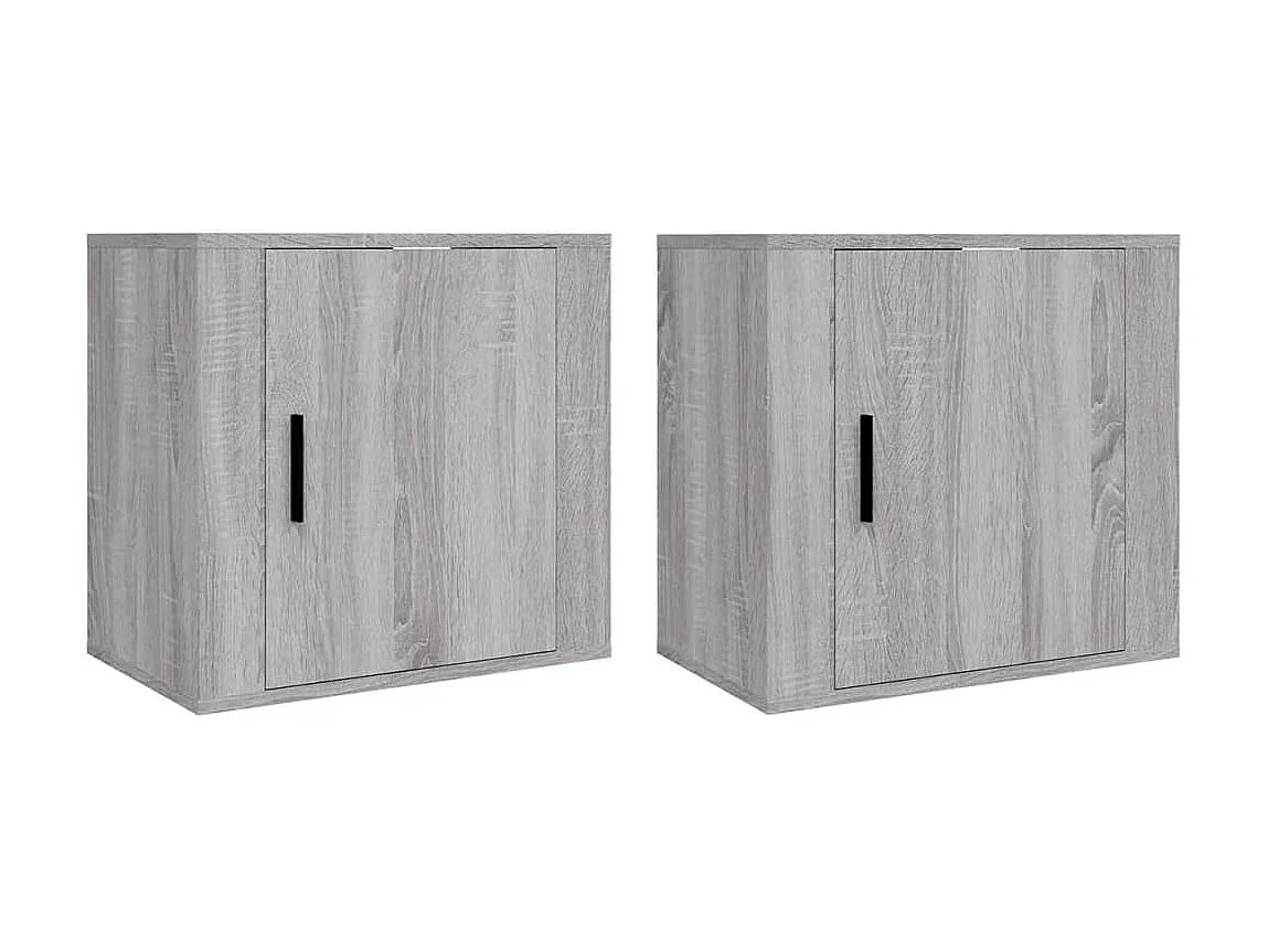 2er-Set Wand-Nachttische Nachtschrank Grau Sonoma 50x30x47 cm -RN12367