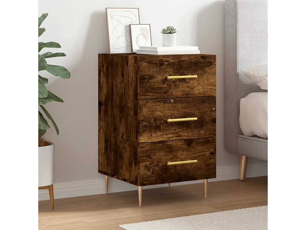 Nachttisch Nachtschrank Räuchereiche 40x40x66 cm Holzwerkstoff -RN12959