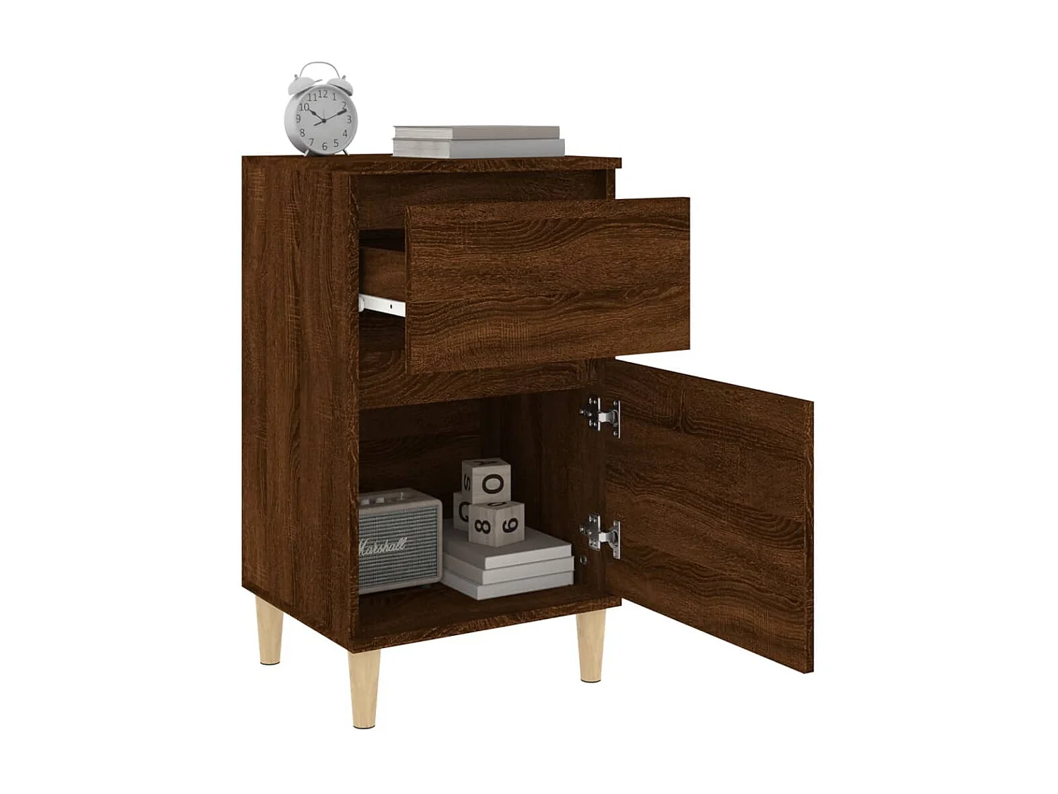 2er-Set Nachttische Nachtschrank Braun Eichen-Optik 40x35x70 cm -RN78047