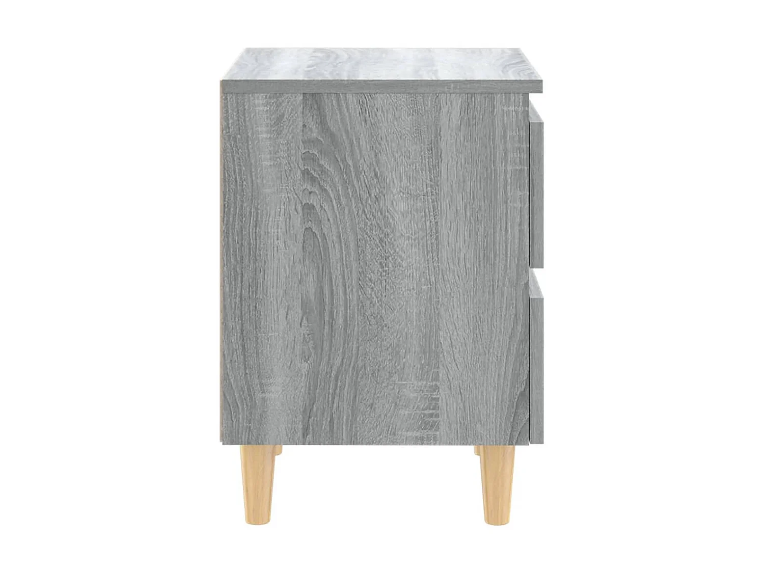 Nachttisch Nachtschrank mit Massivholz-Beinen Grau Sonoma 40x35x50 cm -RN57515