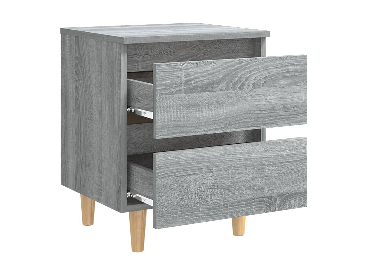 Nachttisch Nachtschrank mit Massivholz-Beinen Grau Sonoma 40x35x50 cm -RN57515