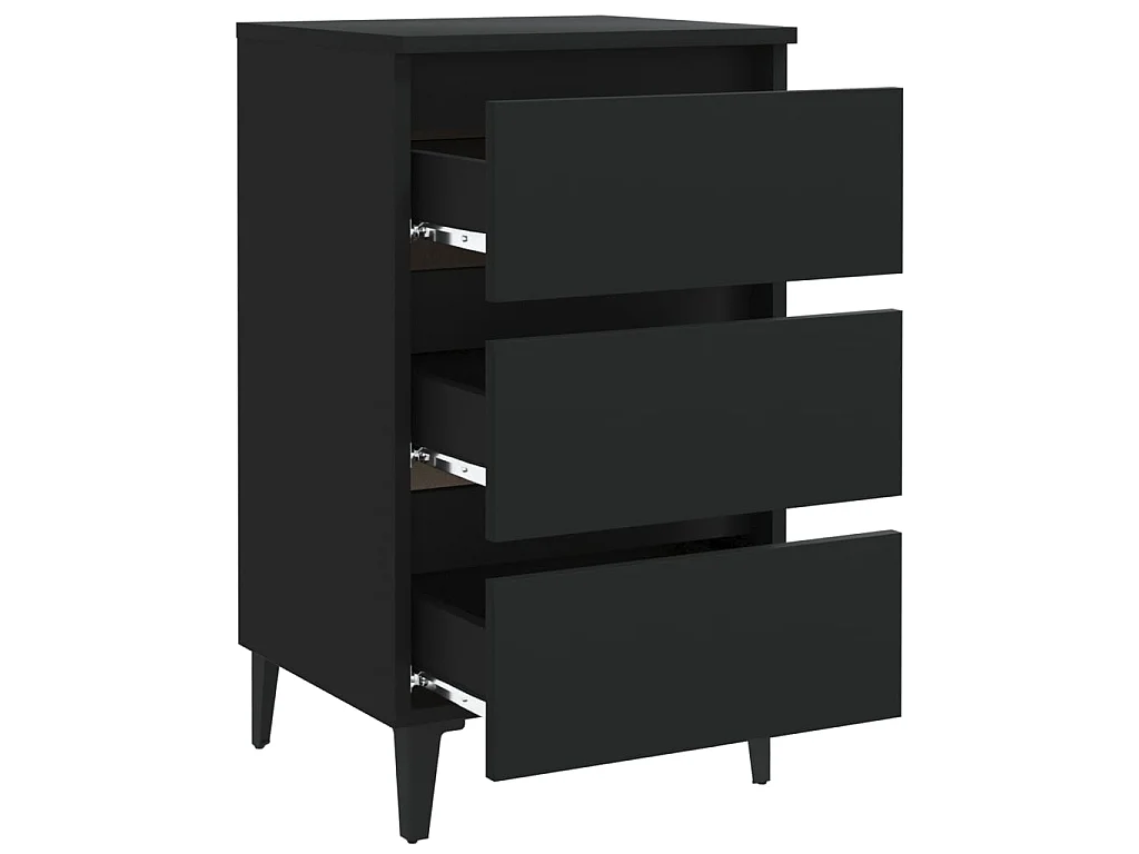 Nachttisch Nachtschrank mit Metallbeinen Schwarz 40x35x69 cm -RN70540
