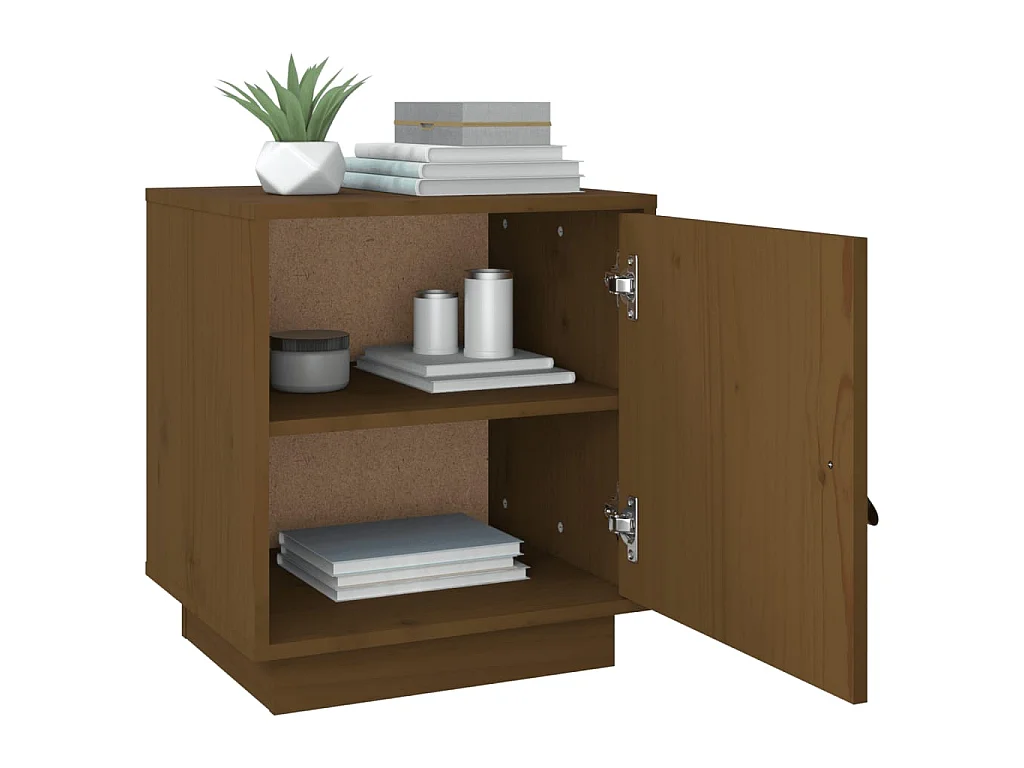 2er-Set Nachttische Nachtschrank Honigbraun 40x34x45 cm Massivholz Kiefer -RN41324