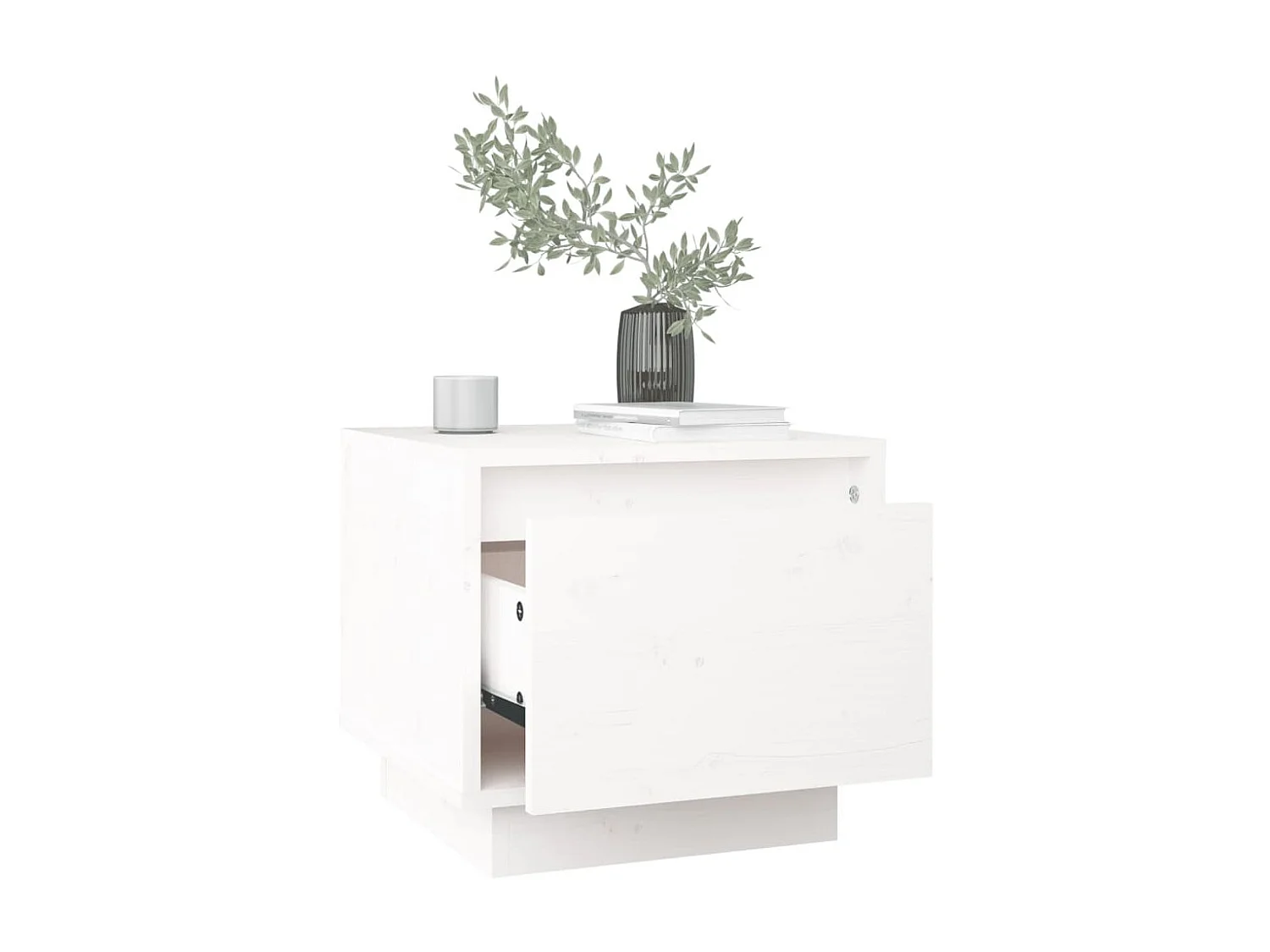 2er-Set Nachttische Nachtschrank Weiß 35x34x32 cm Massivholz Kiefer -RN92836