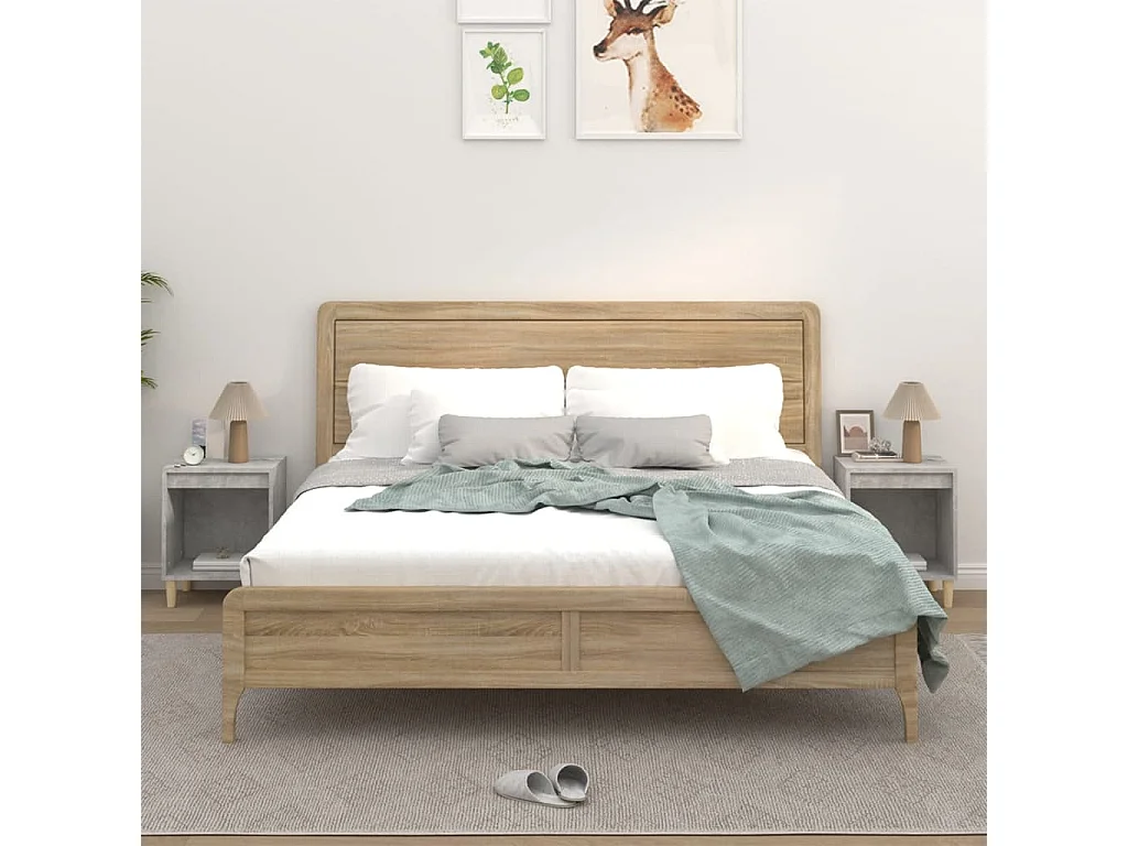 2er-Set Nachttische Nachtschrank Betongrau 40x35x50 cm -RN16704