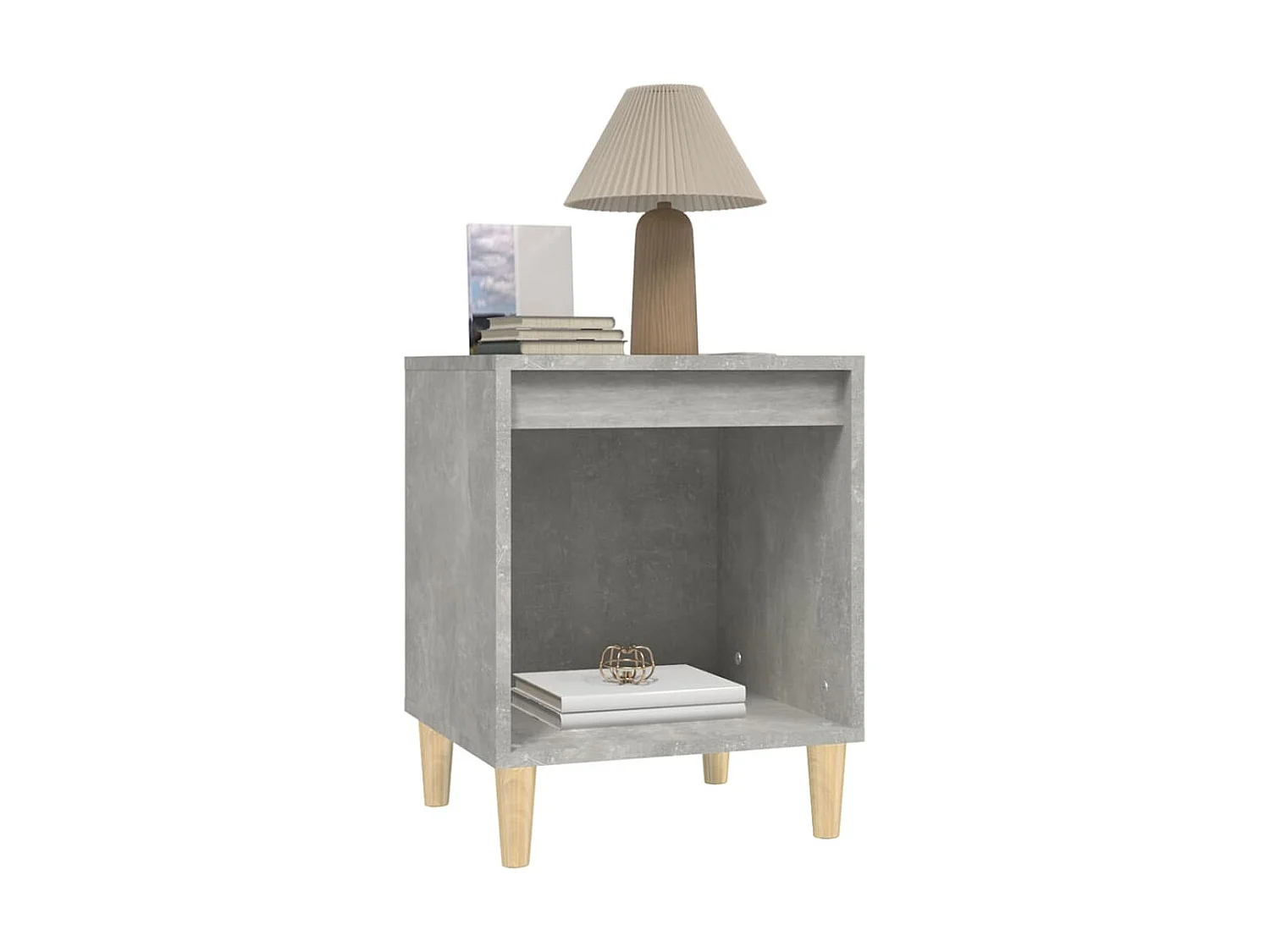 2er-Set Nachttische Nachtschrank Betongrau 40x35x50 cm -RN16704