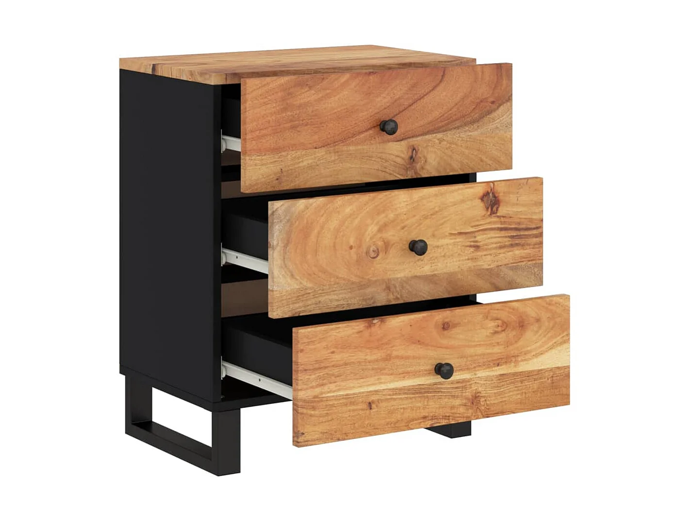 Nachttisch Nachtschrank 50x33x62 cm Massivholz Akazie & Holzwerkstoff -RN78605