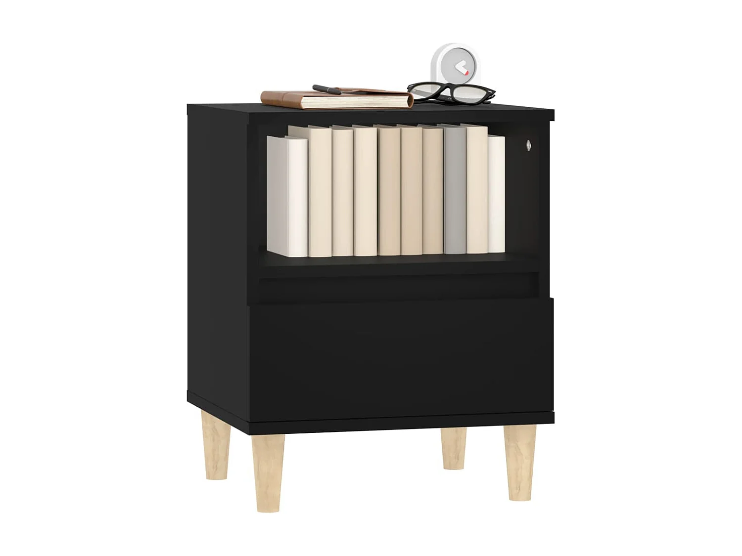 Nachttisch Nachtschrank Schwarz 40x35x50 cm -RN36308