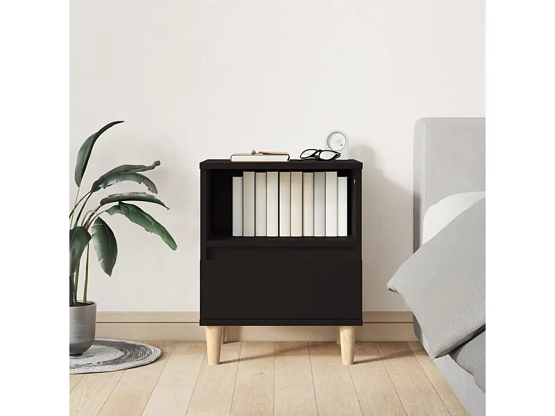 Nachttisch Nachtschrank Schwarz 40x35x50 cm -RN36308