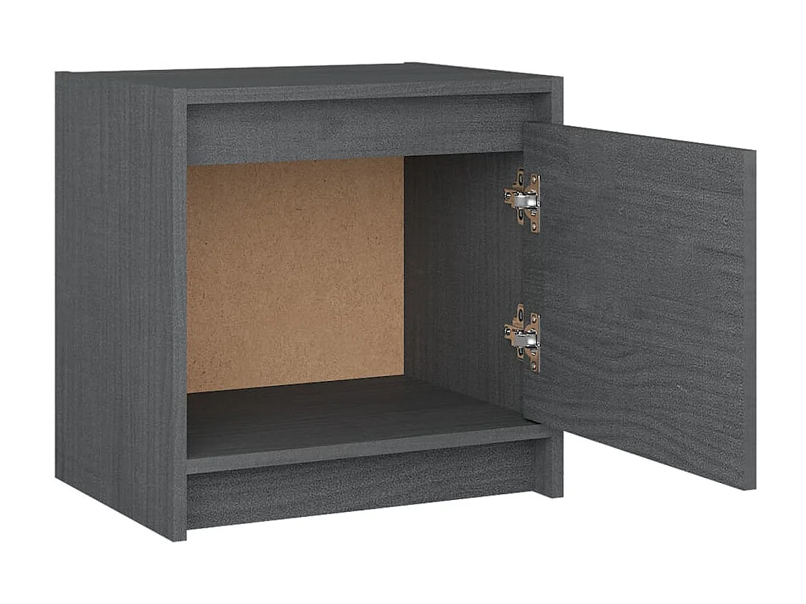 2er-Set Nachtschränke Nachttische Grau 40x30,5x40 cm Massivholz Kiefer -RN33595