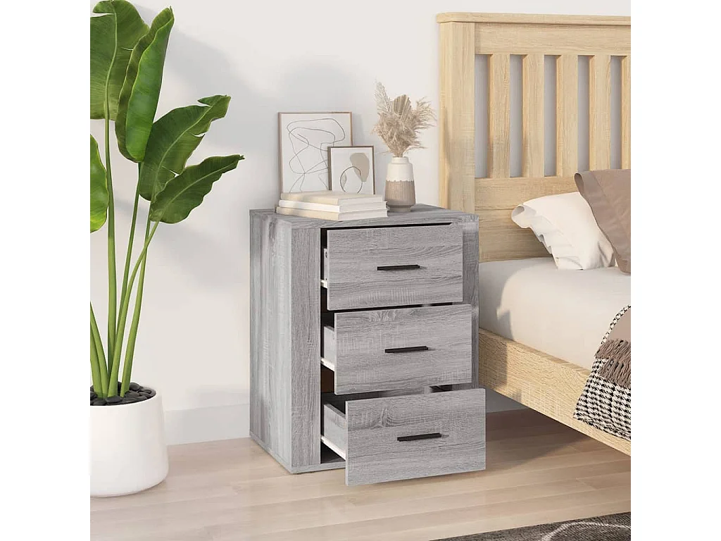 Nachttisch Grau Nachtschrank Sonoma 50x36x60 cm Holzwerkstoff -RN71006