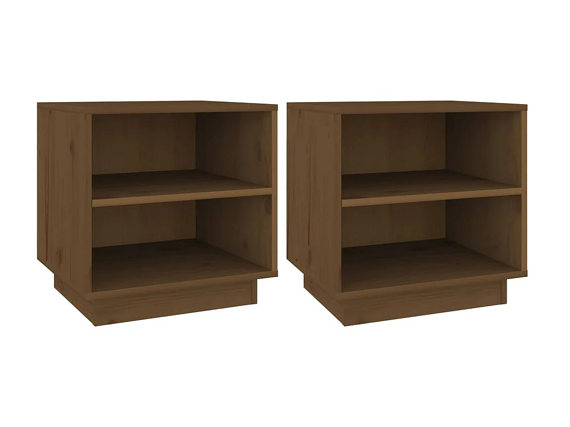 2er-Set Nachttische Nachtschrank Honigbraun 40x34x40 cm Massivholz Kiefer -RN47215