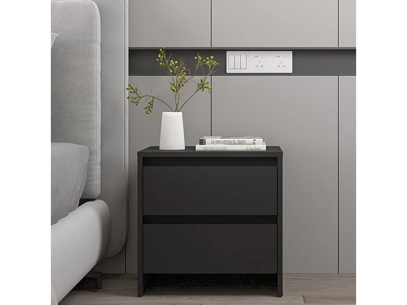 Nachttisch Nachtschrank Schwarz 45x34,5x44,5 cm Holzwerkstoff -RN53340