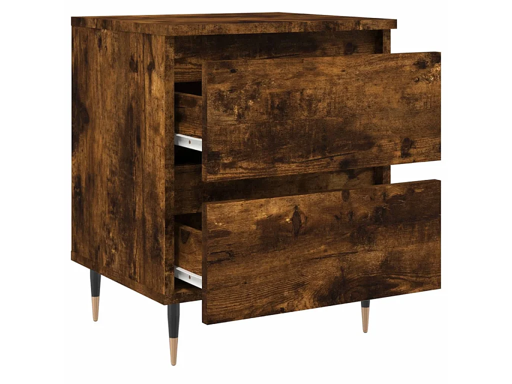 2er-Set Nachttische Nachtschrank Räuchereiche 40x35x50 cm Holzwerkstoff -RN98657