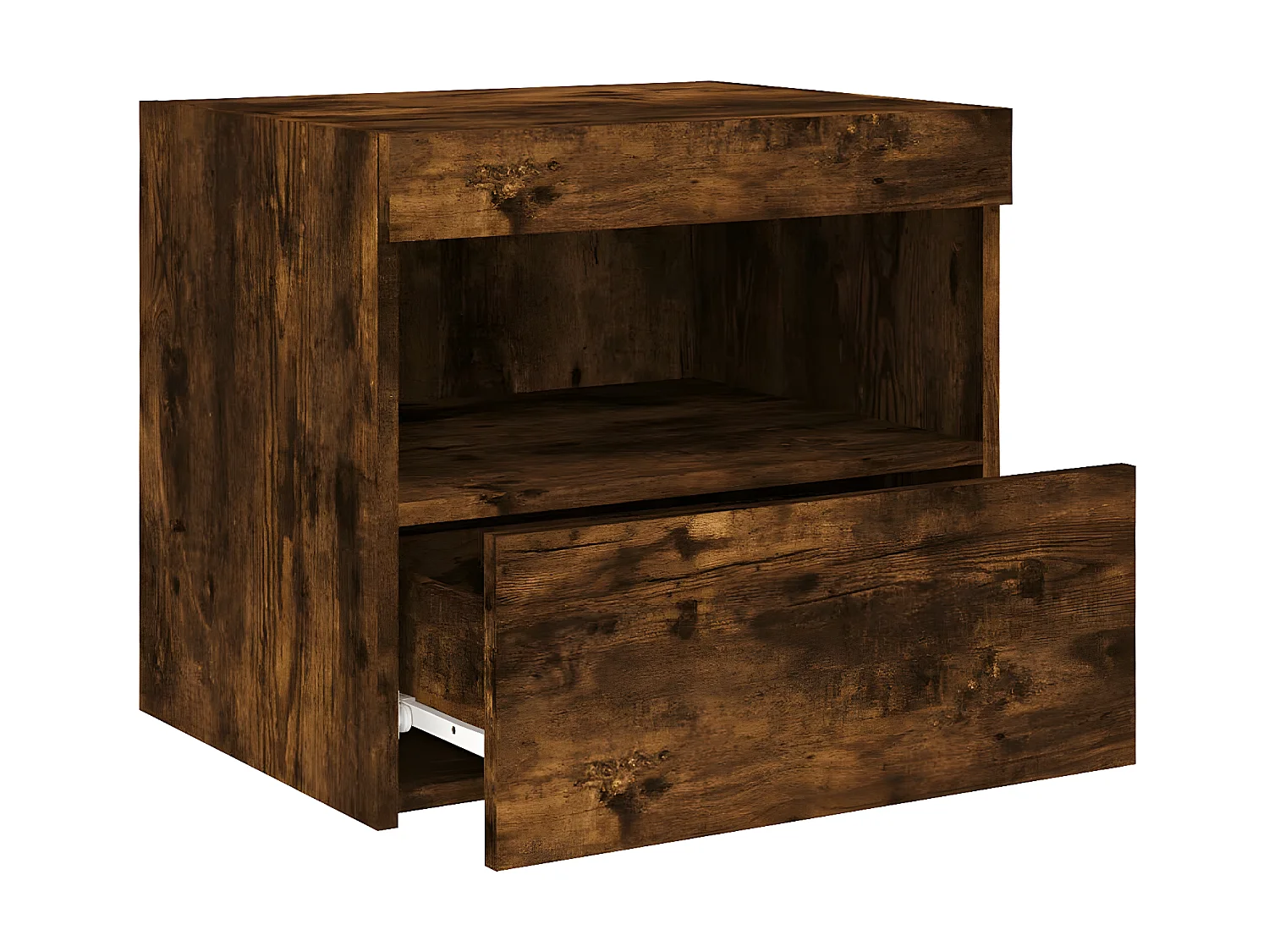 Nachttisch Nachtschrank mit LED-Leuchten Räuchereiche 50x40x45 cm -RN66282