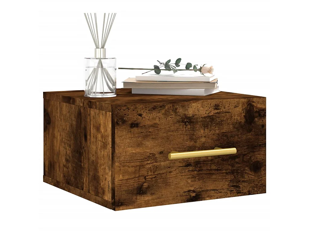 2er-Set Wand-Nachttische Nachtschrank Räuchereiche 35x35x20 cm -RN34493